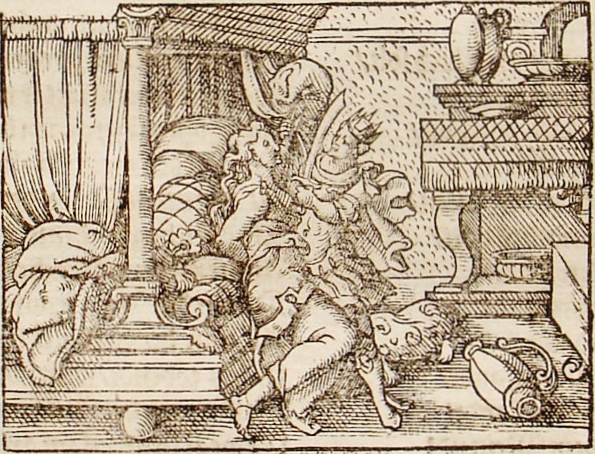 Rape of Philomela by the Thracian tyrant Tereus. Engraving by Virgil Solis for Ovid's <em>Metamorphoses</em> Book VI (Image: Wikipedia Commons)