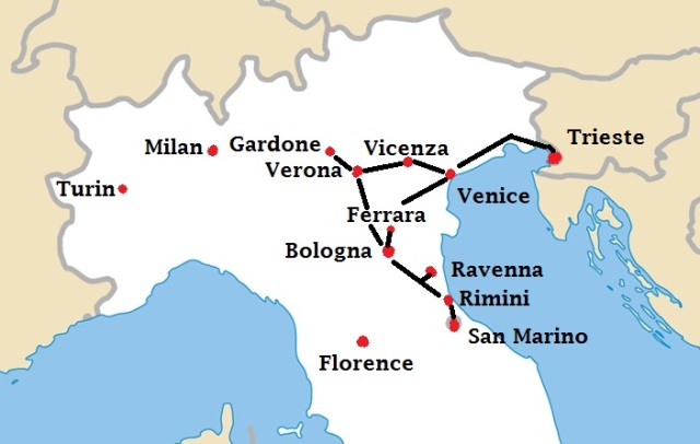 Szerb's travels in northern Italy