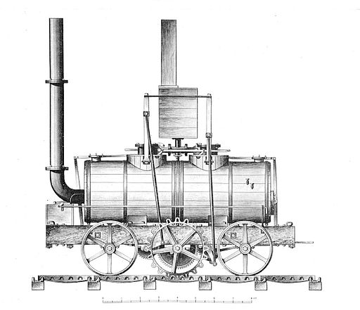 Blenkinsop's rack locomotive (1812) (credit: British Railway Locomotives 1803-1853, public domain)